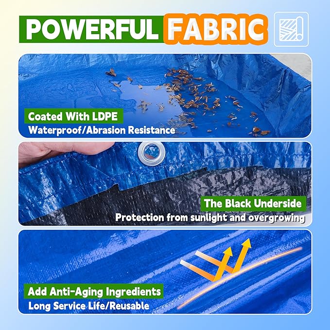 18Ft Pool Covers for(14Ft)Above Ground Pools, Winter Pool Cover,Heavy Duty Above Ground Pool Cover Includes Winch and Cable,UV Protection, Strength&Durability,Blue/Black(Cover Only)