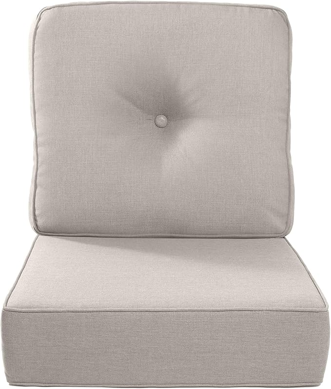 Luxury 22x24/22x25 6-Inch Outdoor Cushions - Water Repellent 1 Set Zippered Patio Chair Back&Seat Cushion for Wicker Dining Rocking Swivel Chairs Loveseat Couch Sectional Sofa - Beige