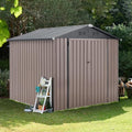 U-MAX 7' x 7' Shed Outdoor Storage Shed Clearance, Extra Large Yard Steel Shed with Design of Lockable Doors, Tool and Utility Storage for Backyard, Garden, Patio, Outside use Taupe