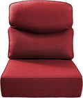 Luxury 22x24/22x25 6-Inch Smile Outdoor Cushions - 1 Set Deep Seat Water-Resistant Patio Furniture Replacement Cushion for Wicker Rattan Wood Metal Chair Glider Rocker Loveseat Sofa - Red