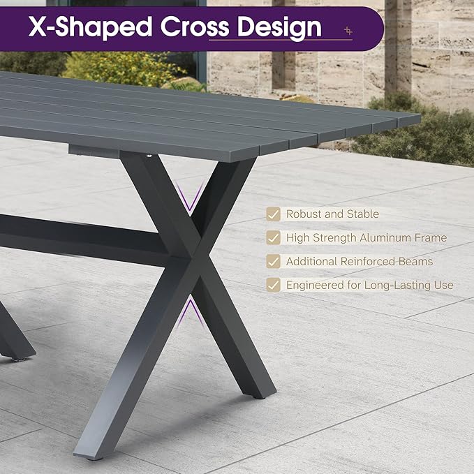 PURPLE LEAF 14 Pieces Patio Dining Set Wicker Outdoor Furniture Rectangular Table and Chairs Set for Garden Deck Aluminum Frame Backyard Kitchen Set, Cushions and Pillows Included Taupe