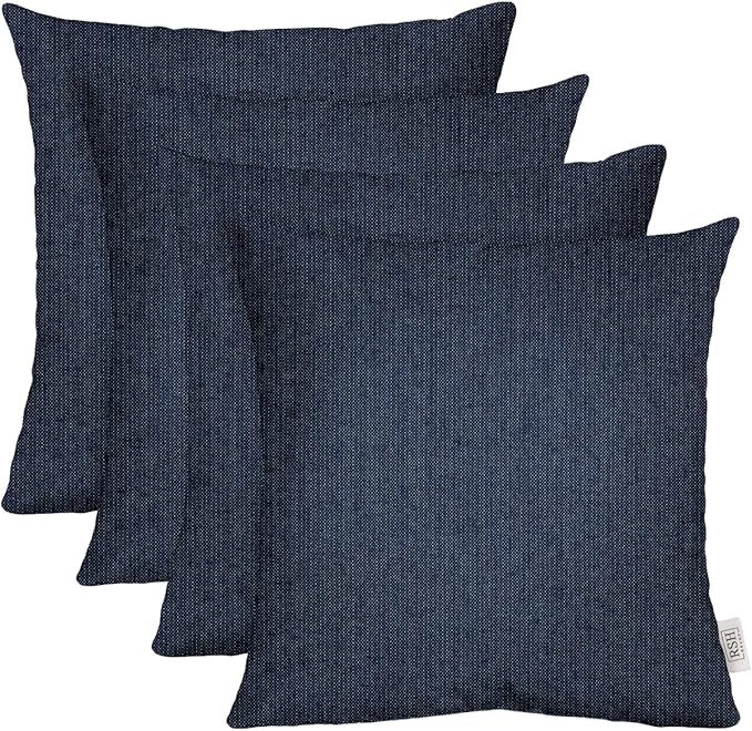 RSH DECOR: Sunbrella Square Throw Pillows Set of 4 | 24" x 24" | Water and Fade-Resistant Performance Fabric | Outdoor Pillow Covers with Down-Alternative Inserts | Made in USA (Spectrum Indigo)