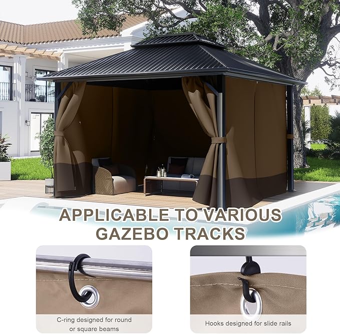 BPS 10' x 12' Gazebo Curtain Privacy 4-Panel Sidewall Outdoor Replacement Shade (Only Curtain)