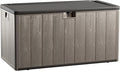 120 Gallon Resin Deck Box, Double Layer Waterproof & Outdoor Indoor Lockable Storage Box for Patio Furniture Cushions Garden Tools (Brown)