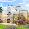 6 x 8 FT Greenhouse, Heavy-Duty Polycarbonate Large Walk-in Greenhouse Roof Vent ,Aluminum Frame & Lockable Door, for Backyard, Green Houses for Outside Garden Backyard