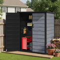Vertical Outdoor Storage Shed with Floor, 56.8 Cu.Ft Resin Tool Cabinet with Lockable Doors, Waterproof Garden Storage Shed for Patio, Backyard & Garage Organization (Dark Gray)