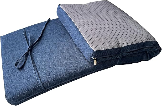 Piano Bench cushons for Indoor Furniture with Ties Non Slip Kitchen Dining Room Bench seat Cushion for Show Storage, Window, Settee, Ottoman (Navy Blue, 32 x 12 Inch)