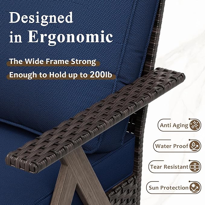 Outdoor Patio Wicker Chair Set of 2, Bistro Chair Set Patio Conversation Sets for Garden Lawn & Poolside