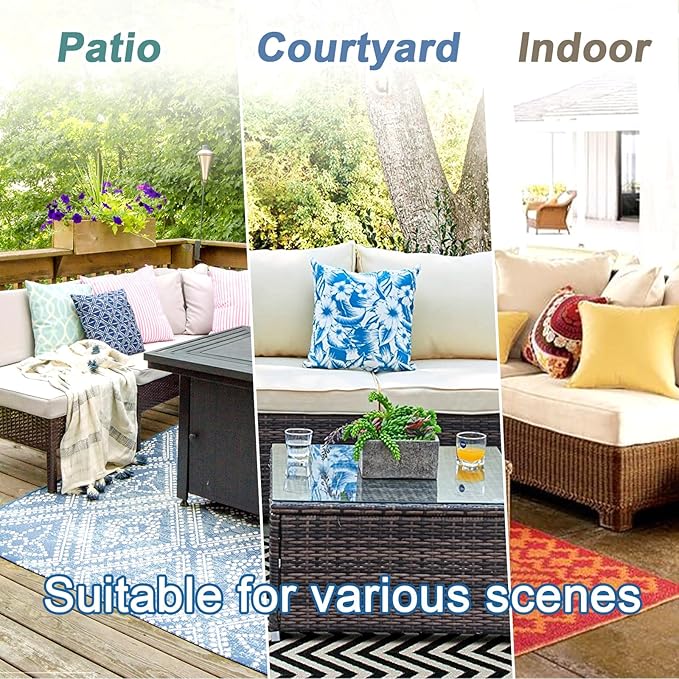 14 PCs Patio Cushion Covers for 7 PCs Outdoor Furniture Sectional Seating Sets Water Resistant Plus 2 Throw Pillows (Mandala, 23.6 * 23.6 * 3.5 in-14)
