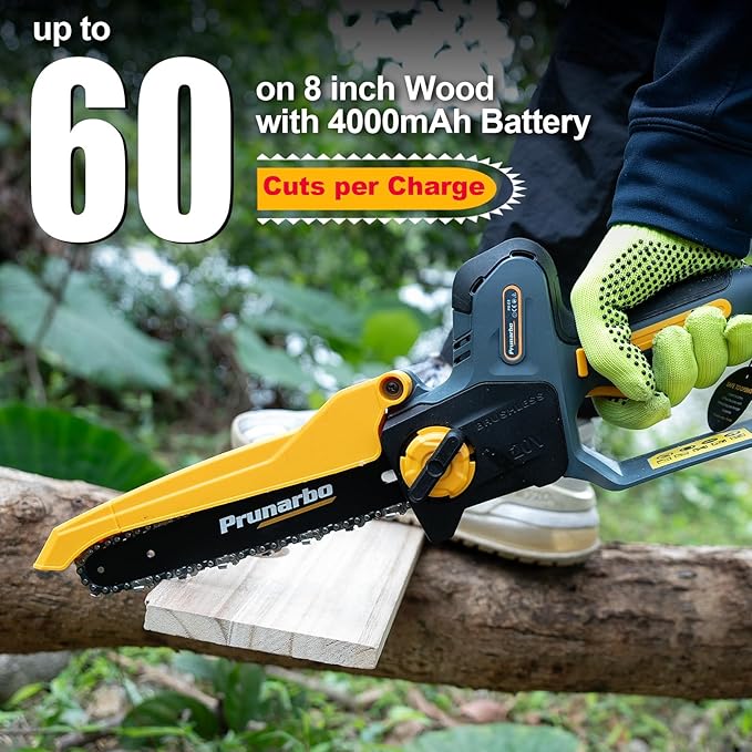 2 In 1 Mini Chainsaw 8 Inch Cordless Hand-Held Electric Chain Saw with Pole Compatible with Makita 18V Batteries Branch Cutter 8000mAh Battery PR-E8-Set