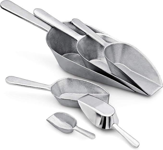 New Star Foodservice 34622 Cast Aluminum Flat Bottom Utility Scoop, 1oz, Extra Small Size, Silver (Hand Wash Only)