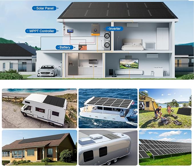 400 Watt Solar Panels Kit, (200w 2 Pack, 30A PWM Charge Controller) 12V 200W Solar Kit Monocrystalline PV Module for RV Home Roof Boats Trailer Shed Off-Grid System (400w kit (200w*2))