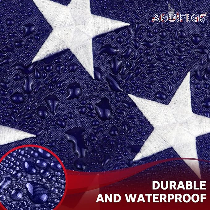 American Flag 3x5 Ft for Outside, Heavy Duty Nylon US Flag for High Wind, Durable Embroidered Stars, Sewn Stripes, Brass Grommets, Fade Resistant Waterproof USA Flags