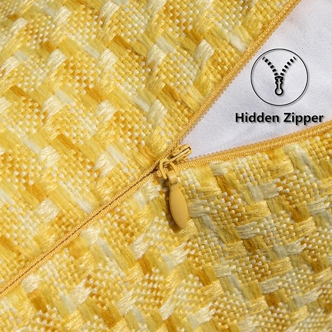 Kevin Textile Outdoor Waterproof Throw Pillow Covers Pack of 2 Farmhouse Decorative Cushion Covers for Garden Patio Tent Balcony Bench Couch Sofa 12x20 Inch, Yellow