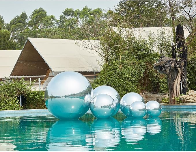 Generic Big Shiny Balls Giant Inflatable Mirror Balls for Events & Decor - Party, Advertising, Shows, Stage Decoration - Hanging & Standing-Various Sizes & Colors - Silver (1.0m/3.28ft)