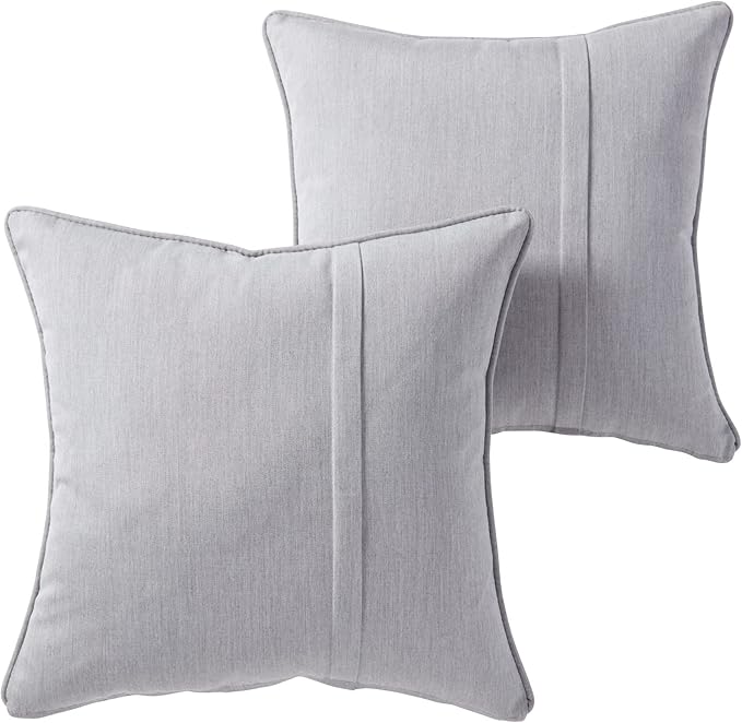 Greendale Home Fashions Sunbrella 20" Square Outdoor Throw Pillow with Removable Cover (Set of 2), Canvas Granite 2 Count