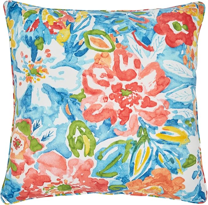 BrylaneHome 20" Square Throw Pillow - Patio & Outdoor - Water, Stain & Fade Resistant - Poppy Blue