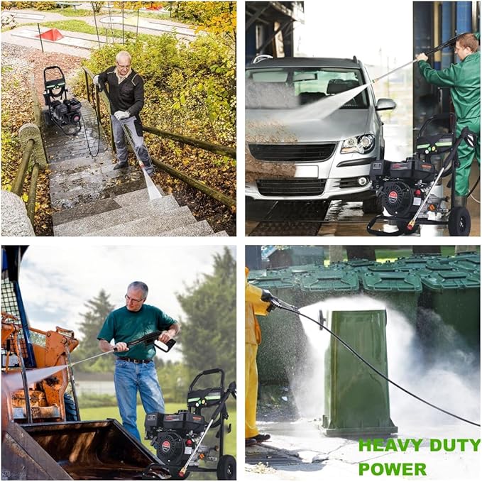 4200PSI Pressure Washer 4.0GPM Gas Power Washer 212CC Gas Powered Washing Machine Commercial High Pressure Washer with 25ft Hose&5 Nozzles for Patio Garden (Dark Black)