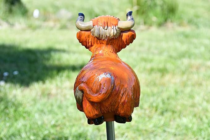 Ceramic Garden Decor - Cow Lawn stake - Outdoor statue - Perfect, unique gifts for gardeners woman, men, yard gifts - Handmade, Frostproof