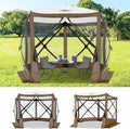 COBIZI 10x10ft Pop up Gazebo Screen House Tent for Camping, Pop-up Camping Canopy with Mesh Windows,Portable Outdoor Quick-Set Hub Tent with Carrying Bag&Ground Stakes,Brown(Upgraded 2.0)