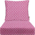 RSH DECOR Deep Seating Cushion with Pillow Back | 25” x 25.5” Seat | Water and Fade-Resistant Spun Fabric | Outdoor Chair Cushion Set for Patio Furniture | Midnight Melody Pink Geom