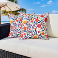 Outdoor Pillow Covers 18x18 Inch Set of 2 Floral Printed Boho Throw Pillows Cases Waterproof Square Garden Cushion Sham for Spring Summer Patio Funiture Tent Balcony Bench Sofa Couch