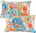 Outdoor Lumbar Pillows Waterproof Set of 2 Decorative Pillows with Inserts 12×20 Inch Outdoor Pillow for Patio Furniture (Paisley Print)
