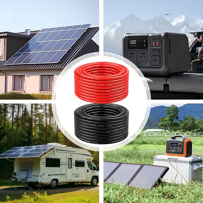 8 AWG Solar Cable 150FT Red + 150FT Black Tinned Copper Wire, 8 Gauge Solar Panel Wire for RV, Automotive, Trailer, Marine, Outdoors