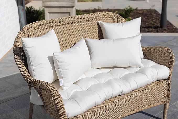 RSH DECOR: Sunbrella Lumbar Throw Pillows Set of 2 | 20" x 12" | Water and Fade-Resistant Performance Fabric | Outdoor Pillow Covers with Down-Alternative Inserts | Canvas Taupe