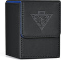 ZLCA Card Deck Box for MTG Yugioh TCG, Card Storage Box with Dividers Holds 100+ Sleeved Cards, Premium Card Deck Case Compatible with CCG Trading Cards (Black&Blue,Puzzle)