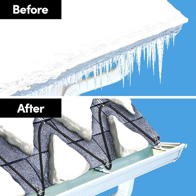WarmlyYours Roof Snow De-Icing Heat Cable 120 ft., 5 Watts/ft. Heat Tape for Roof and Gutters, Ice Dam and Snow Damage Prevention System with Clips and Spacers (Ice Shield)