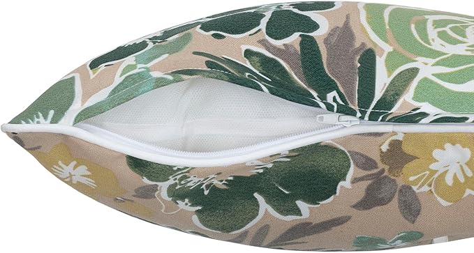 Magpie Fabrics Patio Lumbar Pillow Covers ONLY 20"x12", Set of 2, Outdoor Indoor Cushion Cases Decorative Throw Rectangular Pillowcase Shell for Couch Garden - Green Floral