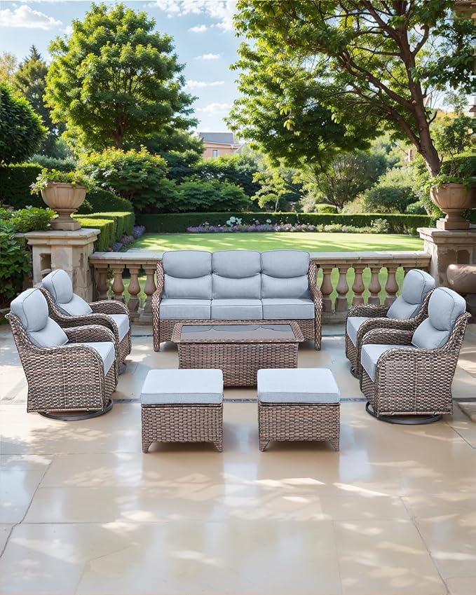 Luxury 24x24x6 Inch Smile Outdoor Cushions for Patio 5 Piece Set - Set of 5 Zippered Outside Pillows for Wicker Dining Rocking Swivel Chairs Loveseat Couch Sectional Sofa - Baby Blue