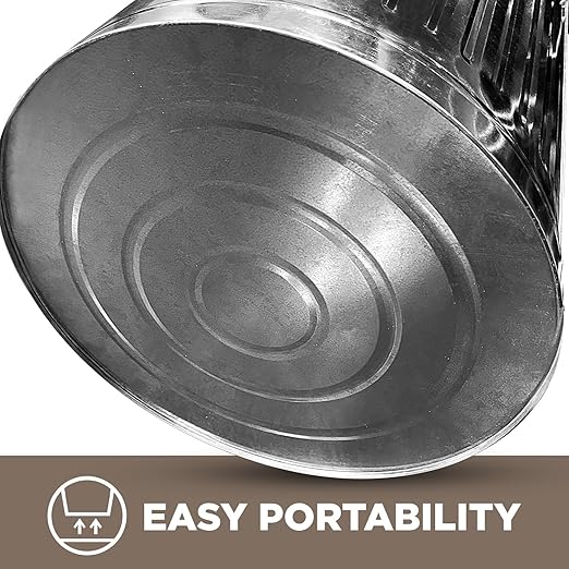 Plexon Metal Trash Can with Lid Outdoor 20 Gallon Galvanized Steel Garbage Bucket with Lid Silver