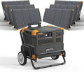 pecron E3600LFP Solar Generator 3072Wh with 6x300W Solar Panels Trolley Kit, 5x3600W AC Outlets Portable Power Station, LiFePO4 Battery Backup Expanded to 15.36KWh, Power Station for Home Use, Camping
