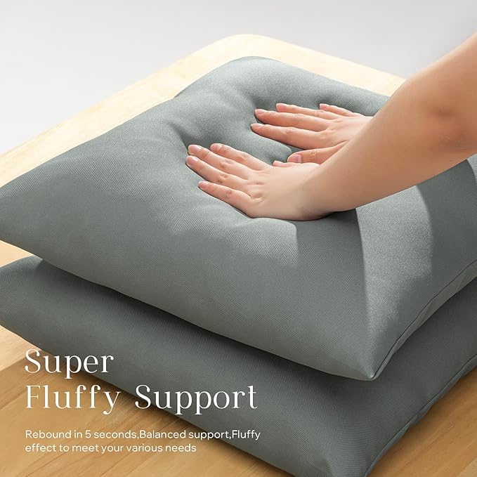 Phantoscope Pack of 2 Premium Dual Usage Outdoor Pillow Inserts, Waterproof Throw Pillows No Cover Needed, Colorful Decorative Couch Sham Cushion Stuffer Patio Couch Tent, Gray 12 x 20 Inches