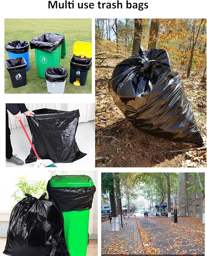 65 Gallon Trash Bags 1.8 Mil -50''x55'' Pack of 50 Thick Large Heavy Duty Multi-Use Garbage Bags Extra Large Strong Trash Can Liners for Office, Picnic,Kitchen, Bulk Bags (65 Gallon 50 Count)