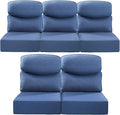 Luxury 22x24/22x25 6-Inch Smile Outdoor Cushions for Patio 5 Piece Set - Set of 5 Zippered Outside Pillows for Wicker Dining Rocking Swivel Chairs Loveseat Couch Sectional Sofa - Navy Blue