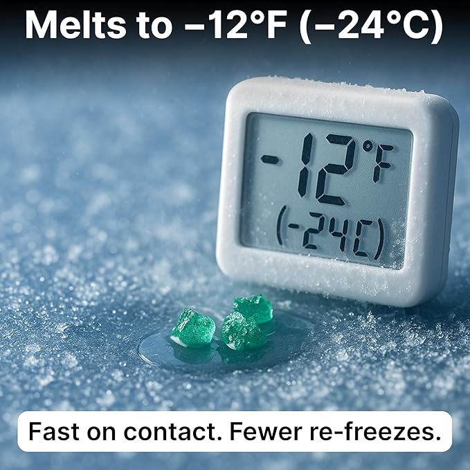 Thawtful Pet Safe Ice Melt – Pet Friendly Ice Melt, Snow Melt – Green Granules with CMA, Melts to −12°F (−24°C) - Driveway Salt & Sidewalk Salt for Ice (1 qt. - 2.2 lb.)