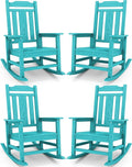 SERWALL Oversized Rocking Chair Set of 4 Outdoor, HDPE Outdoor Rocking Chair Set of 4, Aruba