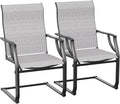 Amopatio Patio Chairs Set of 2, Outdoor Dining Chairs for All Weather, Breathable Garden Outdoor Furniture for Backyard Deck, Grey & White