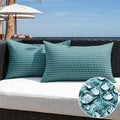Kevin Textile Outdoor Waterproof Throw Pillow Covers Pack of 2 Farmhouse Decorative Cushion Covers for Garden Patio Tent Balcony Bench Couch Sofa 12x20 Inch, Teal