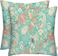 RSH DECOR: Square Throw Pillows Set of 2 | 17” x 17” | All-Weather Spun Fabric | Water and Fade-Resistant | Outdoor Accent Pillows for Patio Furniture | Blue Ocean Life