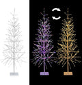 Alpine Corporation 65" H Indoor/Outdoor Pre-Lit Silver Foil Christmas Tree with Yard Stake and 360 LED Lights, Christmas Decoration
