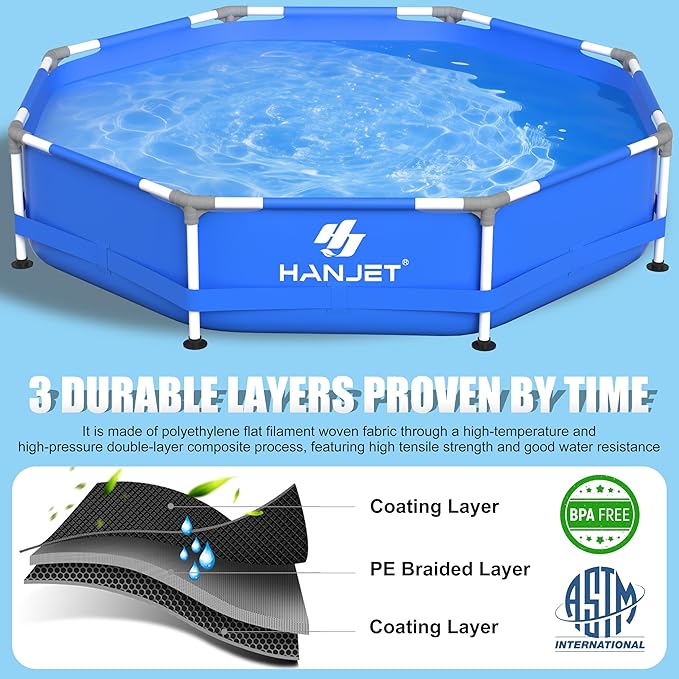Inflatable Pool for Kids and Adults, 8 FT x 20.04 Inch Oversized Round Thickened Family PE Swimming Pool for Toddlers, Outdoor, Garden, Backyard, Summer Water Party Dog