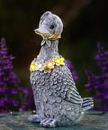 Nacome Solar Goose Outdoor Statues for Garden: Outside Decor with Glowing Flower Clearance for Porch Yard Art Lawn Ornaments Patio Balcony - Birthday Gifts for Women Mom Grandma(Gray)