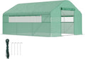 Outsunny 13' x 10' x 6.5' Hoop House Greenhouse with Large Windows and Zippered Door, Large Walk-in Tunnel Green House with Upgraded Galvanized Steel Frame, PE Cover, Gardening Plant Hot House, Green