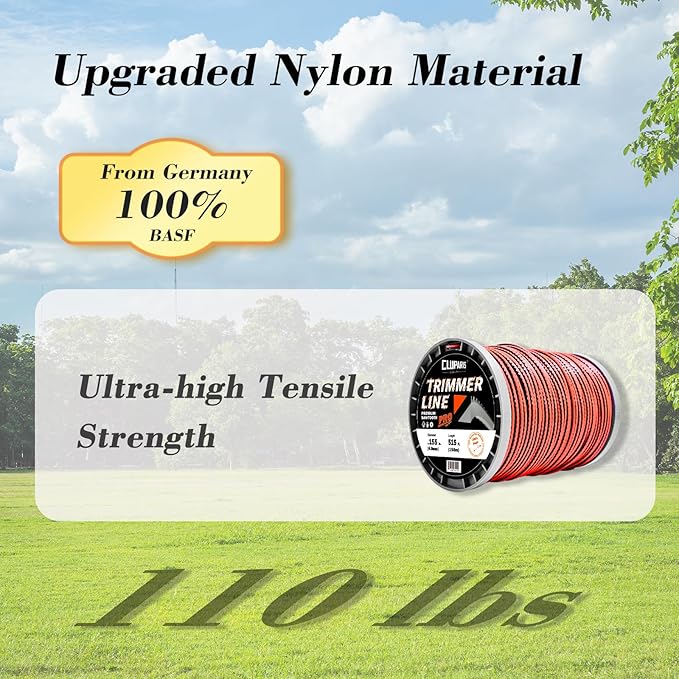 Cluparis 5-Pound Heavy Duty Sawtooth Trimmer Line .095-inch, 0.095" Sawtooth Weed Eater String Fits Medium & Heavy Grass & Weeds, 095 Trimmer String for Universal Weedeater Line of Premium Nylon