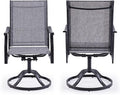 Patio Swivel Chairs Set of 2, Outdoor Dining Chairs with Textilene, Swivel & Rocker Metal Outdoor Patio Dining Chair All-Weather for Backyard, Grey Fabric with Black Frame