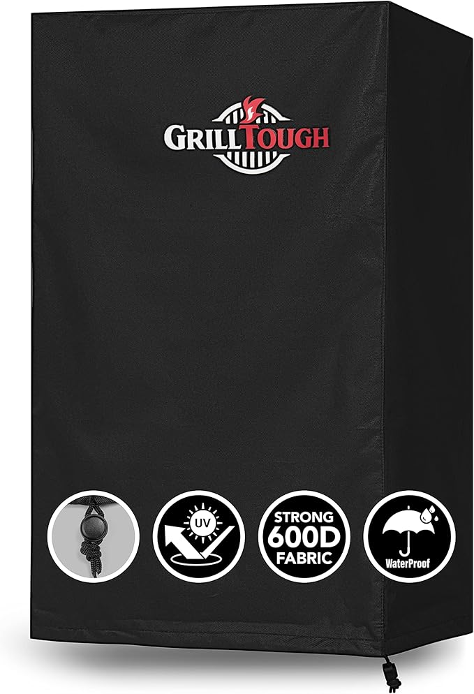 Heavy Duty Smoker Cover for Outdoor Griddle, 40 Inch – Waterproof, Weather Resistant, UV & Fade Resistant with Adjustable Straps – BBQ Cover for Flat Grill, Black
